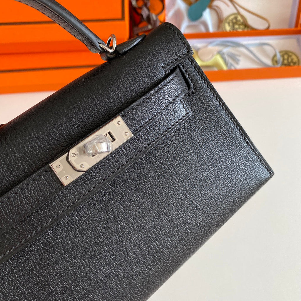 Hermès Kelly II Sellier Mini 2024 Black Goatskins Leather Silver