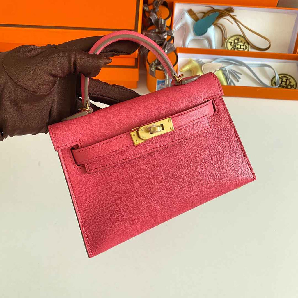 Hermès Kelly II Sellier Mini 2024 Pink Goatskins Leather Gold
