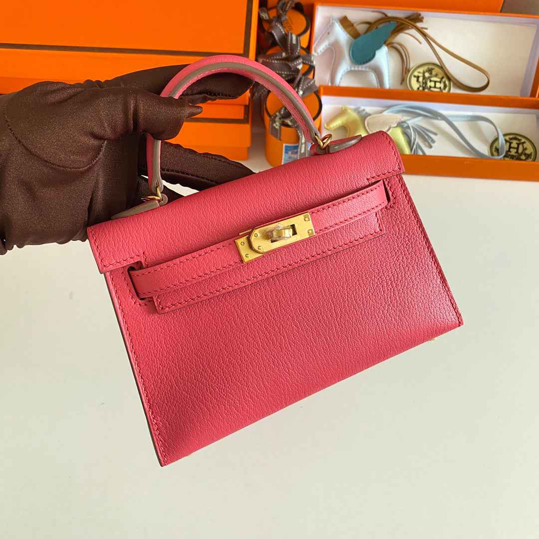 Hermès Kelly II Sellier Mini 2024 Pink Goatskins Leather Gold