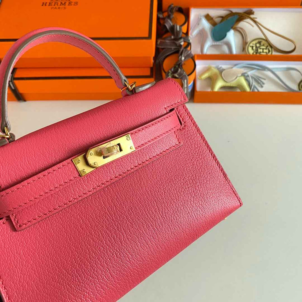 Hermès Kelly II Sellier Mini 2024 Pink Goatskins Leather Gold