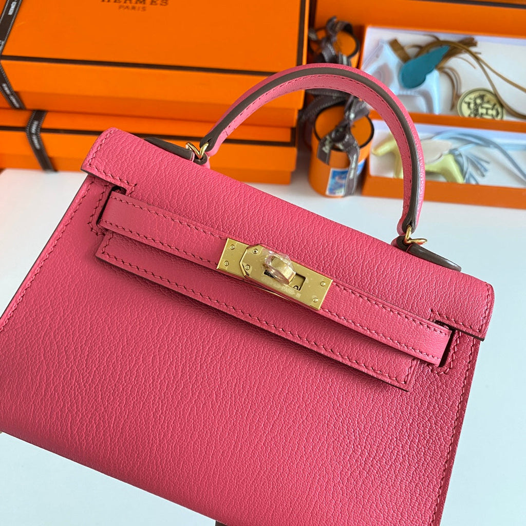 Hermès Kelly II Sellier Mini 2024 Pink Goatskins Leather Gold