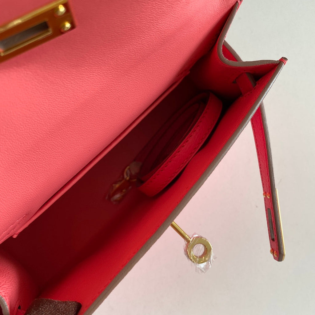 Hermès Kelly II Sellier Mini 2024 Pink Goatskins Leather Gold