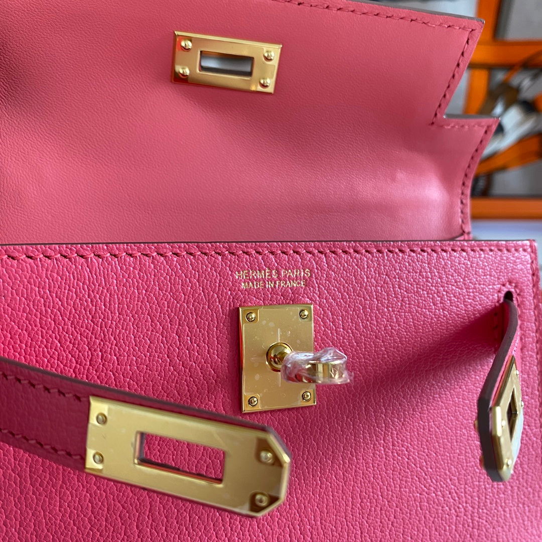 Hermès Kelly II Sellier Mini 2024 Pink Goatskins Leather Gold