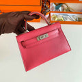Hermès Kelly II Sellier Mini 2024 Pink Goatskins Leather Silver