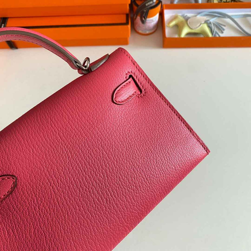 Hermès Kelly II Sellier Mini 2024 Pink Goatskins Leather Silver