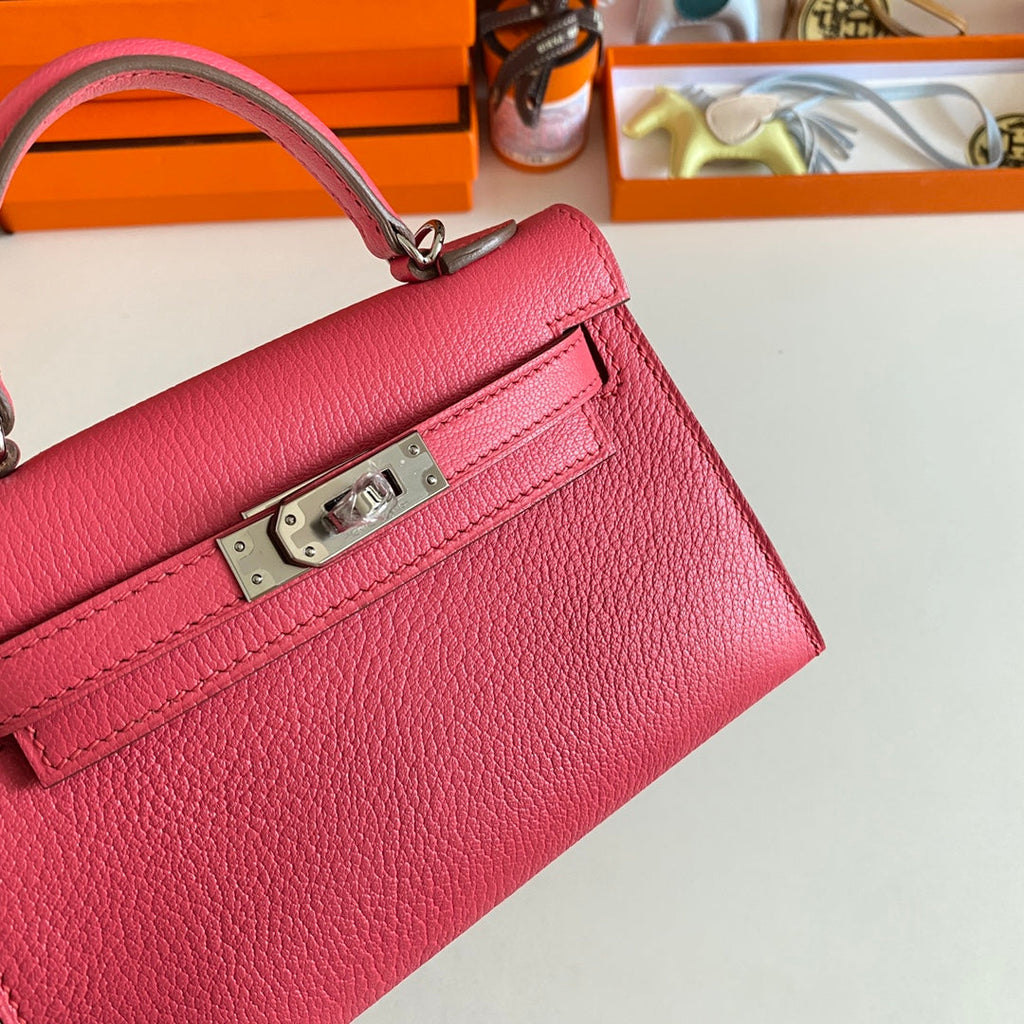 Hermès Kelly II Sellier Mini 2024 Pink Goatskins Leather Silver