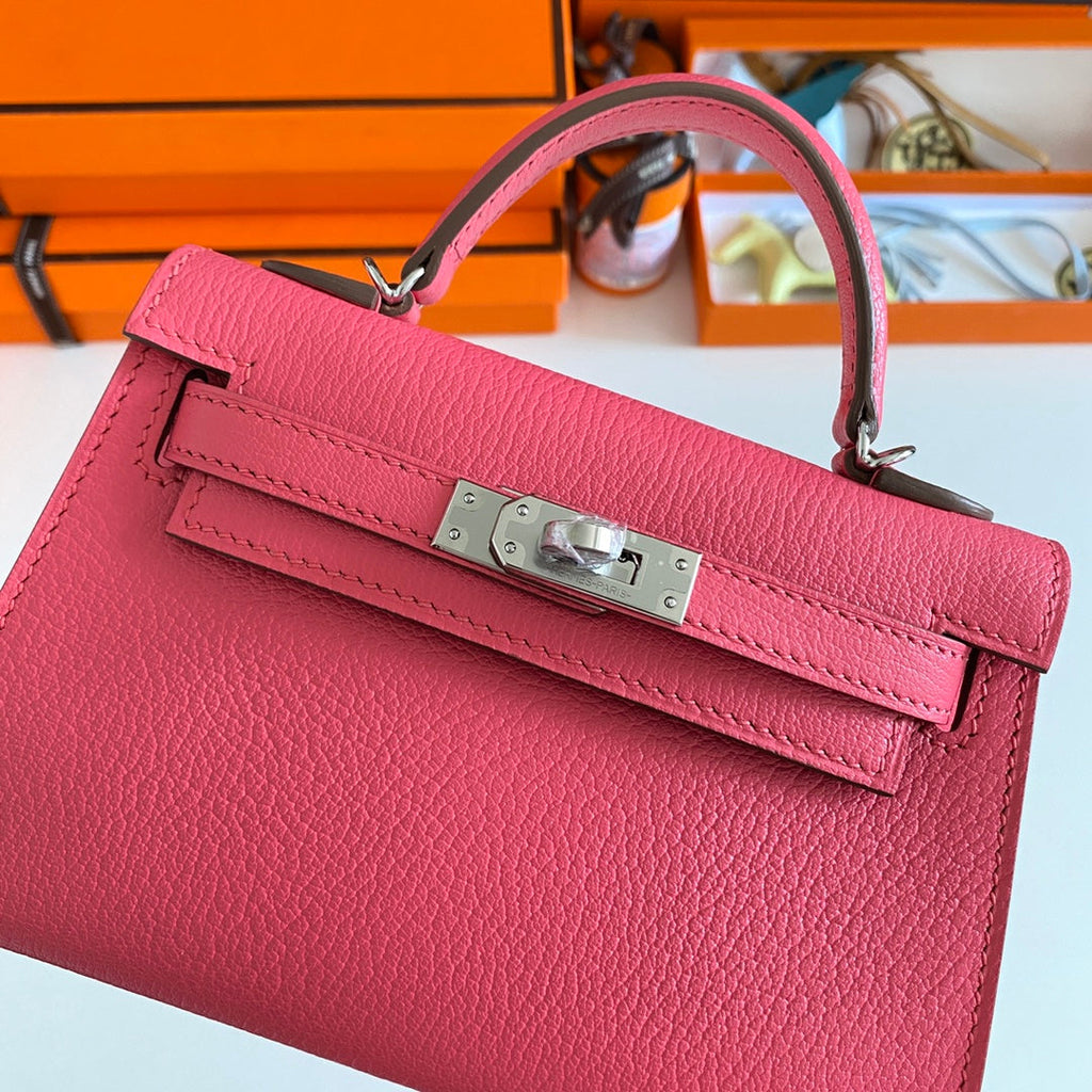 Hermès Kelly II Sellier Mini 2024 Pink Goatskins Leather Silver