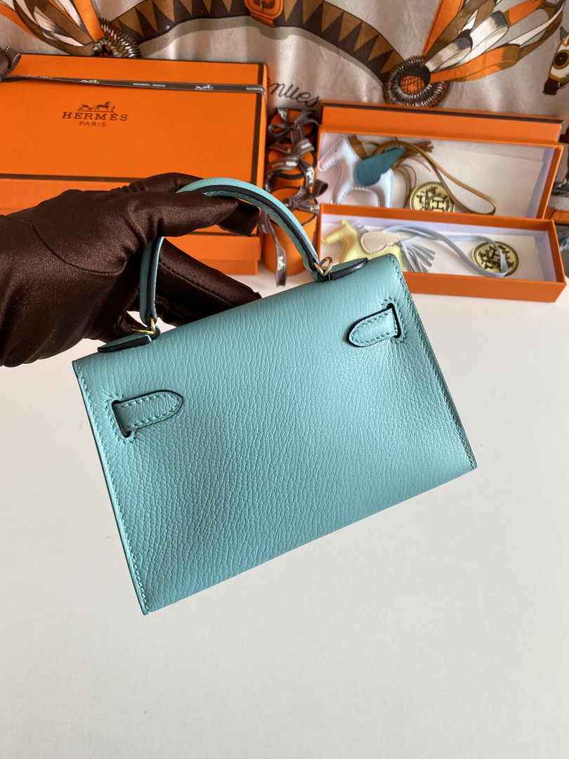 Hermès Kelly II Sellier Mini 2024 Blue Goatskins Leather Gold