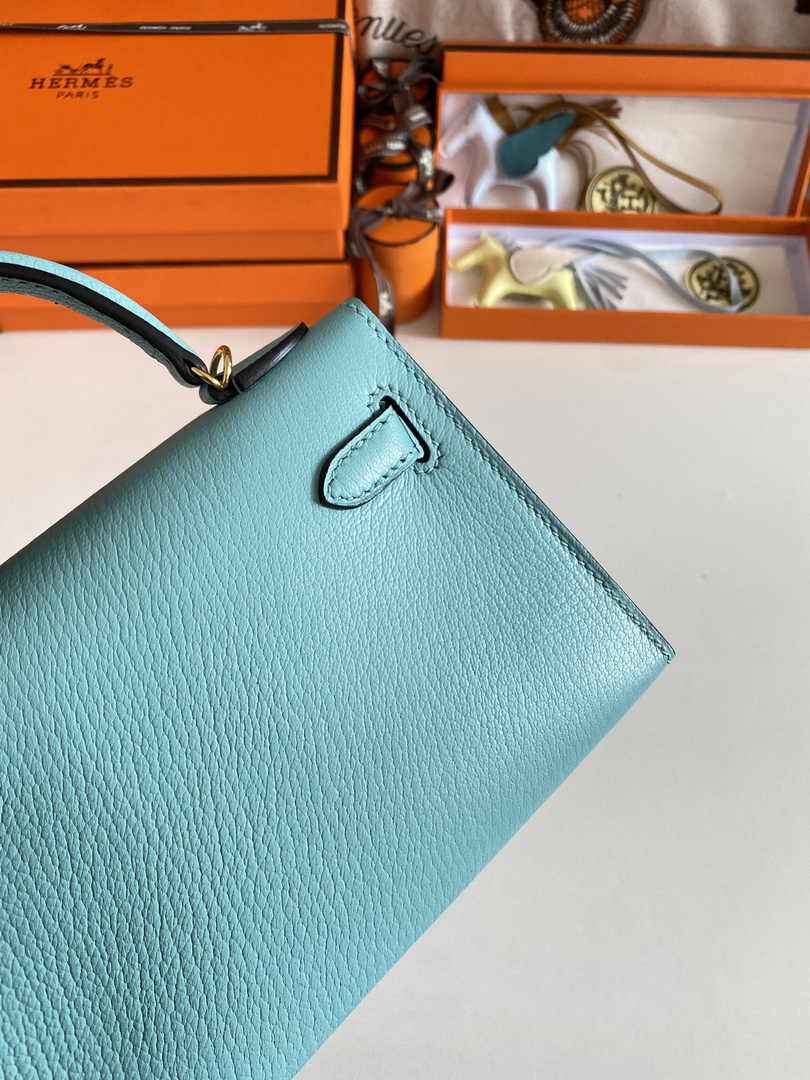 Hermès Kelly II Sellier Mini 2024 Blue Goatskins Leather Gold