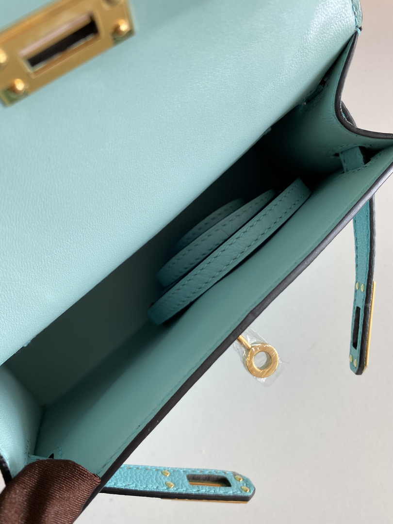 Hermès Kelly II Sellier Mini 2024 Blue Goatskins Leather Gold
