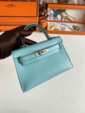 Hermès Kelly II Sellier Mini 2024 Blue Goatskins Leather Silver