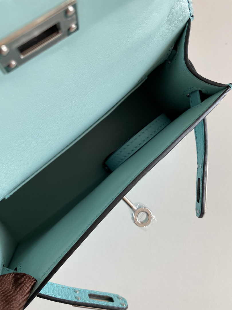 Hermès Kelly II Sellier Mini 2024 Blue Goatskins Leather Silver