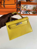 Hermès Kelly II Sellier Mini 2024 Yellow Goatskins Leather Silver