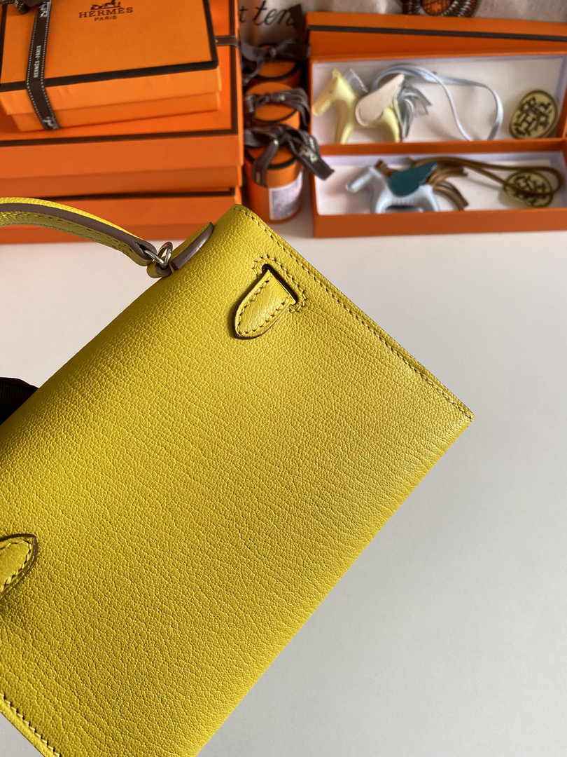 Hermès Kelly II Sellier Mini 2024 Yellow Goatskins Leather Silver