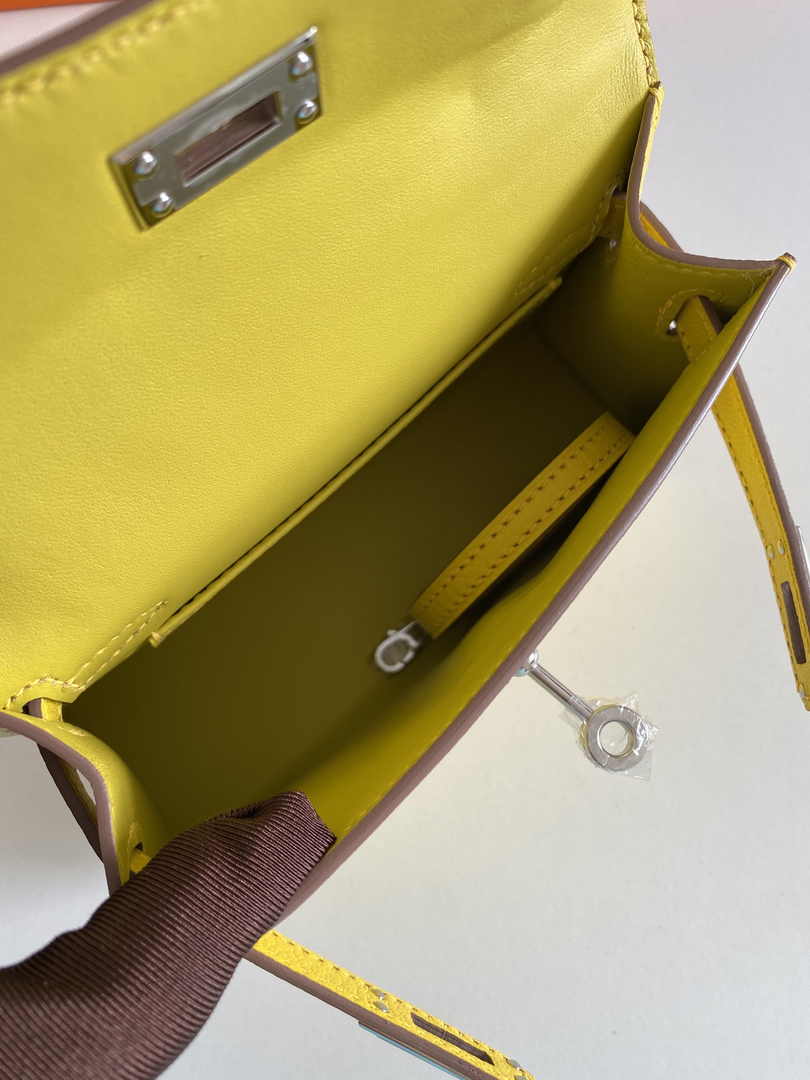 Hermès Kelly II Sellier Mini 2024 Yellow Goatskins Leather Silver
