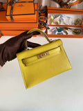 Hermès Kelly II Sellier Mini 2024 Yellow Goatskins Leather Gold