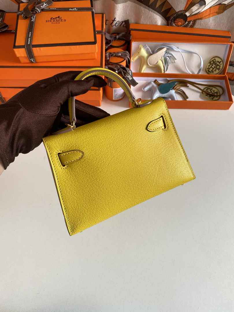 Hermès Kelly II Sellier Mini 2024 Yellow Goatskins Leather Gold