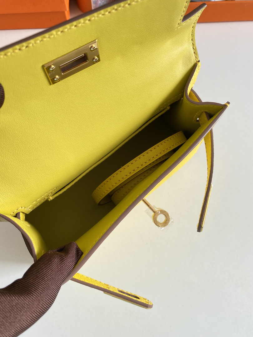 Hermès Kelly II Sellier Mini 2024 Yellow Goatskins Leather Gold