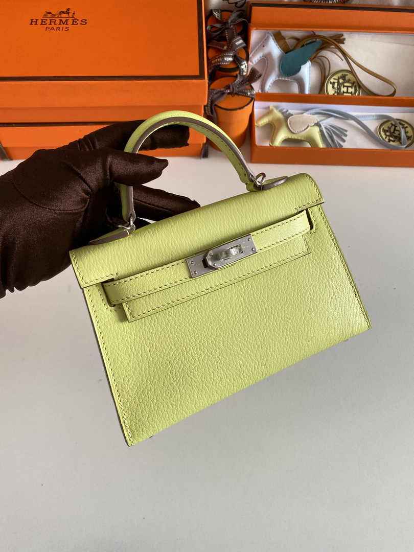 Hermès Kelly II Sellier Mini 2024 Lemon Yellow Goatskins Leather Silver
