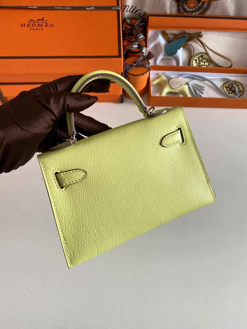 Hermès Kelly II Sellier Mini 2024 Lemon Yellow Goatskins Leather Silver