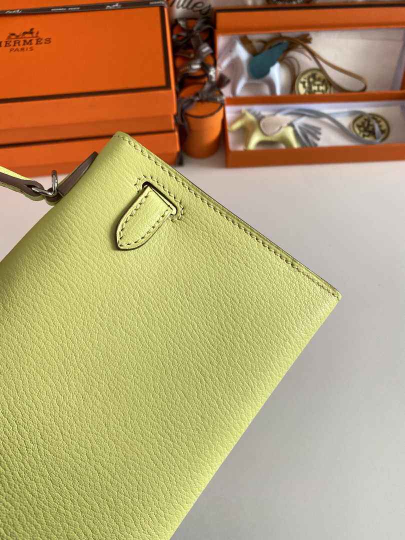 Hermès Kelly II Sellier Mini 2024 Lemon Yellow Goatskins Leather Silver