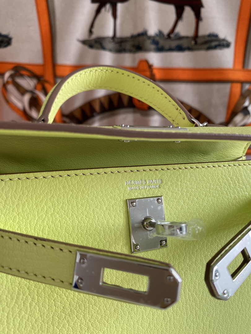 Hermès Kelly II Sellier Mini 2024 Lemon Yellow Goatskins Leather Silver