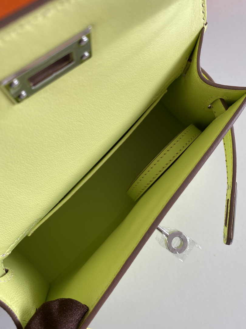Hermès Kelly II Sellier Mini 2024 Lemon Yellow Goatskins Leather Silver
