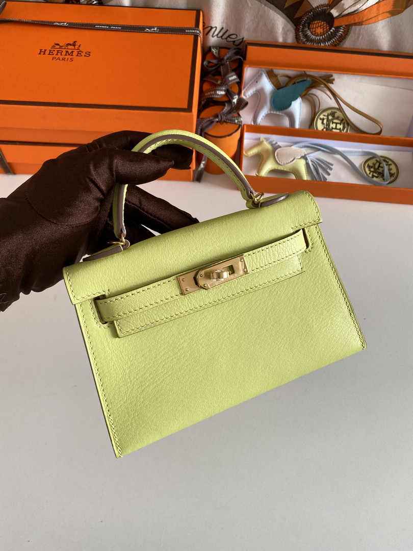 Hermès Kelly II Sellier Mini 2024 Lemon Yellow Goatskins Leather Gold