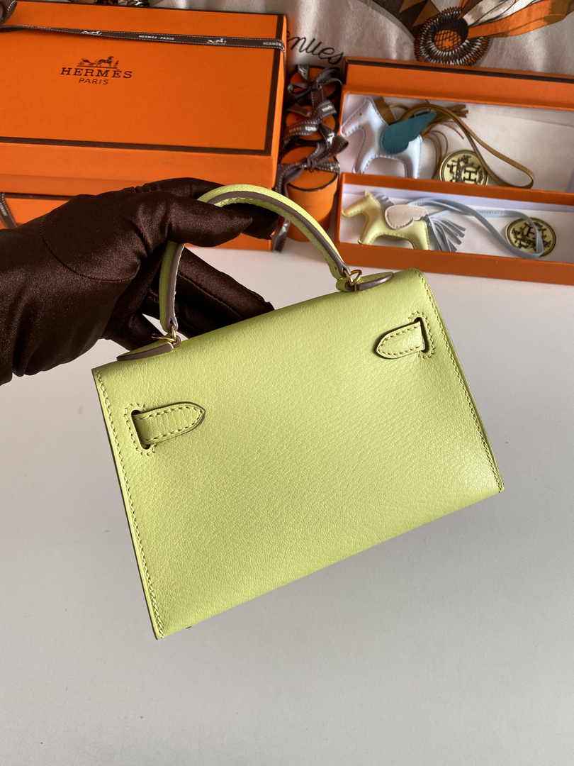 Hermès Kelly II Sellier Mini 2024 Lemon Yellow Goatskins Leather Gold