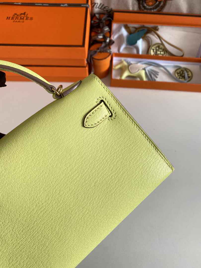 Hermès Kelly II Sellier Mini 2024 Lemon Yellow Goatskins Leather Gold
