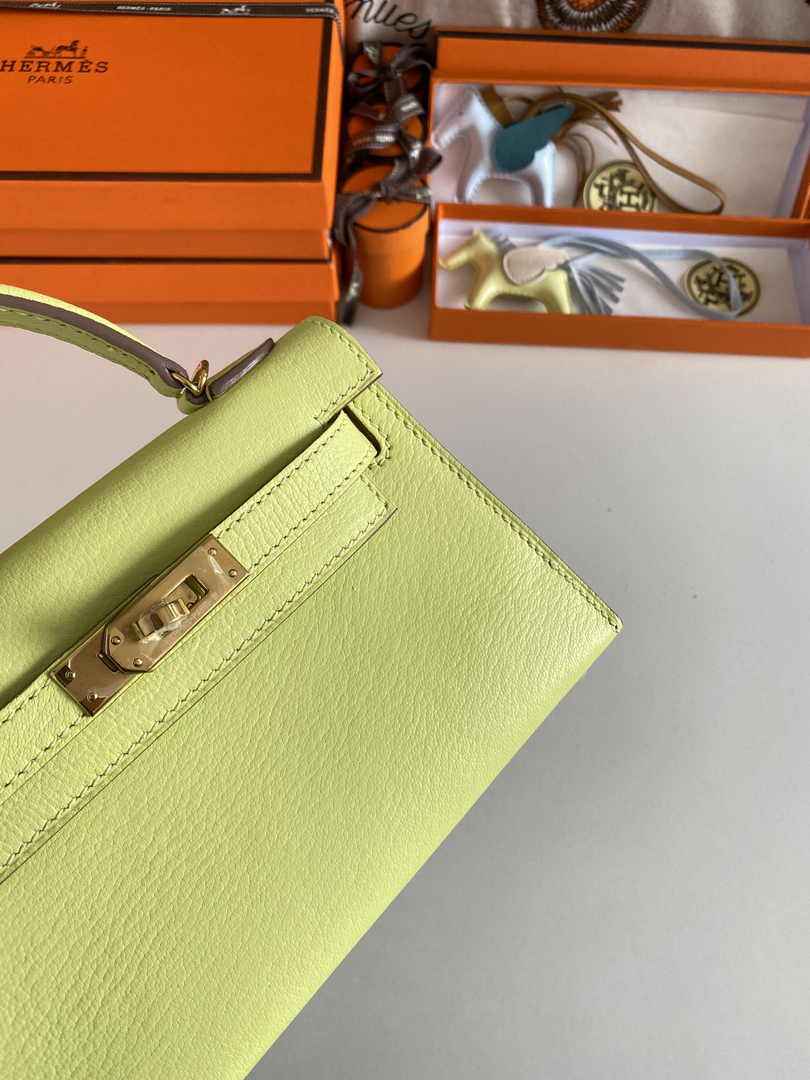 Hermès Kelly II Sellier Mini 2024 Lemon Yellow Goatskins Leather Gold