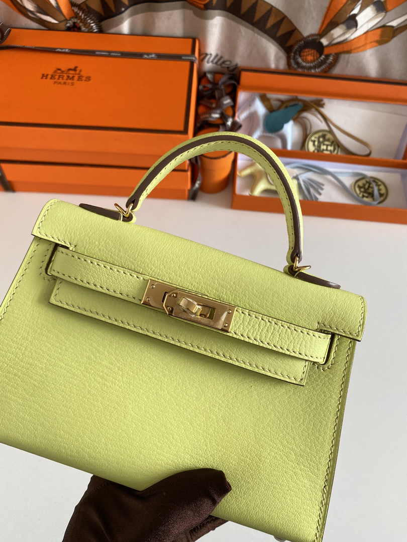 Hermès Kelly II Sellier Mini 2024 Lemon Yellow Goatskins Leather Gold