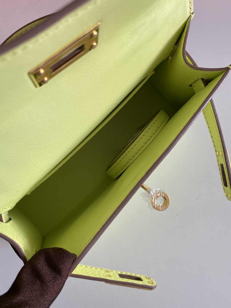Hermès Kelly II Sellier Mini 2024 Lemon Yellow Goatskins Leather Gold