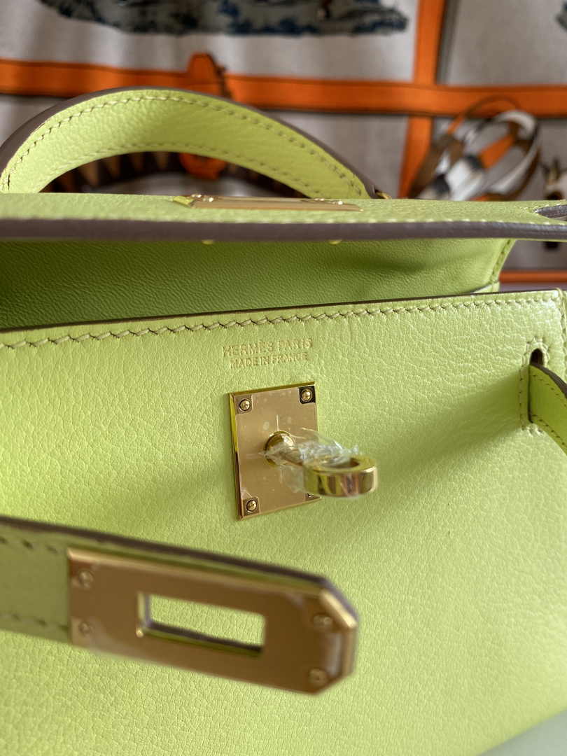 Hermès Kelly II Sellier Mini 2024 Lemon Yellow Goatskins Leather Gold