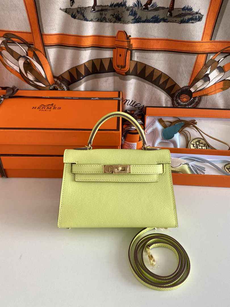 Hermès Kelly II Sellier Mini 2024 Lemon Yellow Goatskins Leather Gold