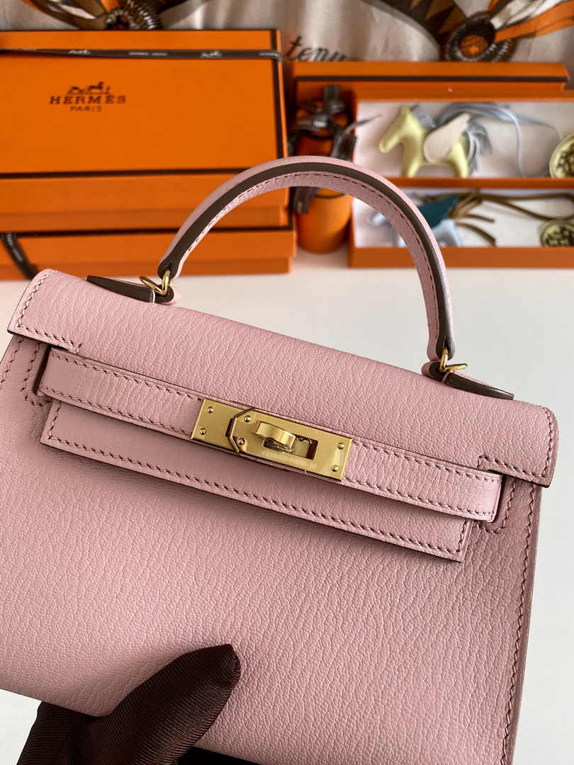 Hermès Kelly II Sellier Mini 2024 Goatskins Pink Leather Gold