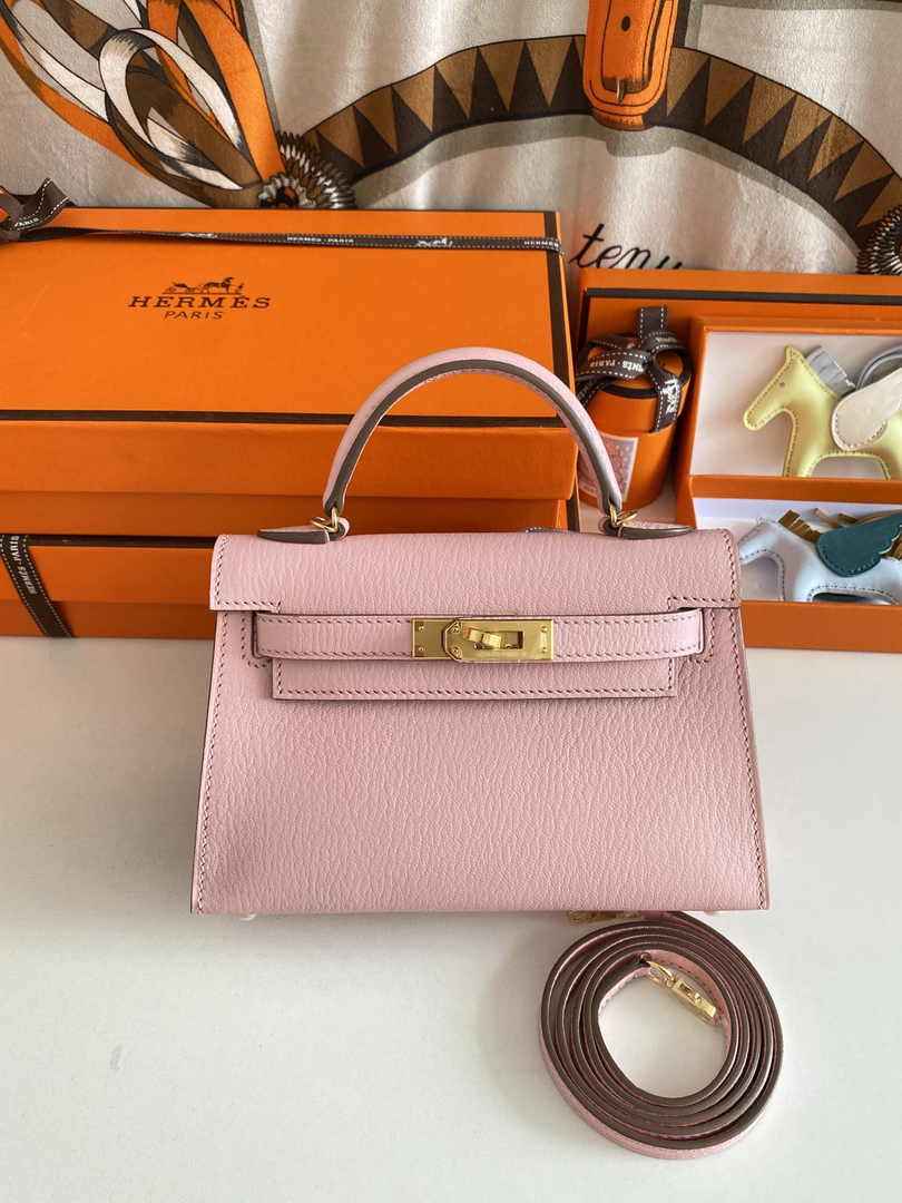Hermès Kelly II Sellier Mini 2024 Goatskins Pink Leather Gold