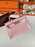 Hermès Kelly II Sellier Mini 2024 Goatskins Pink Leather Silver