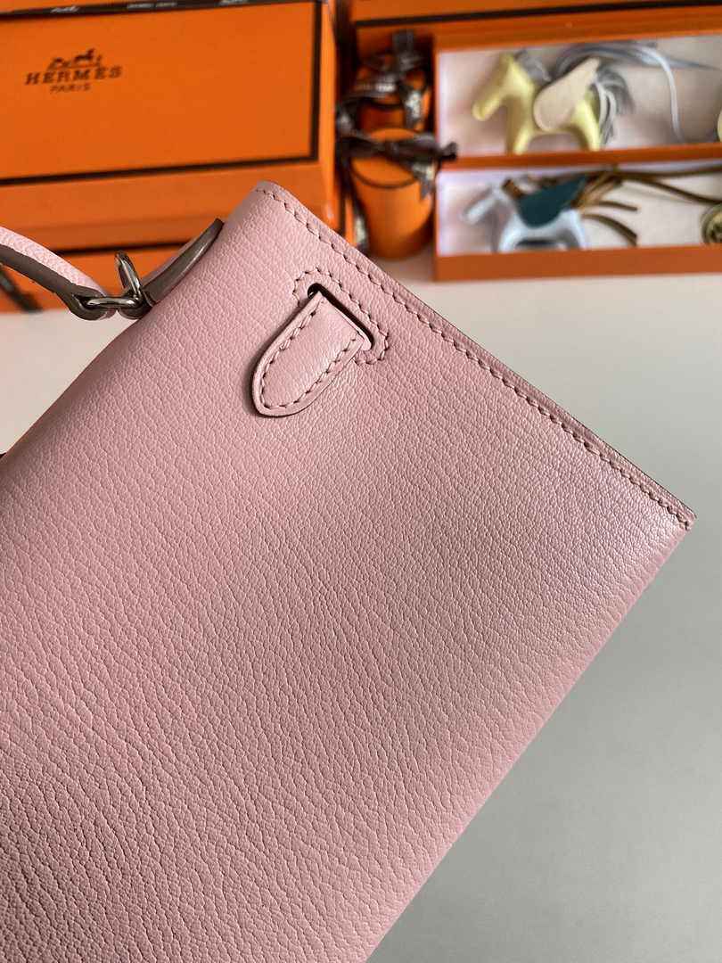 Hermès Kelly II Sellier Mini 2024 Goatskins Pink Leather Silver