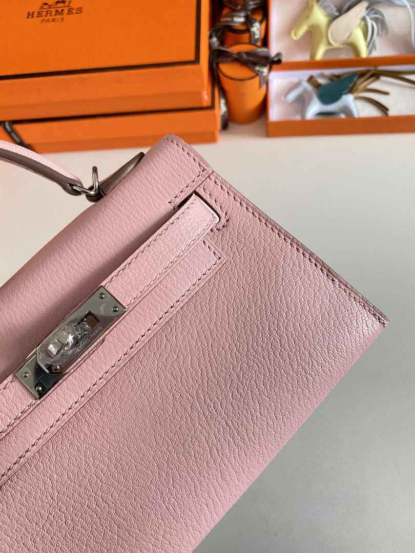 Hermès Kelly II Sellier Mini 2024 Goatskins Pink Leather Silver