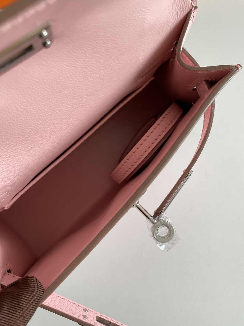 Hermès Kelly II Sellier Mini 2024 Goatskins Pink Leather Silver