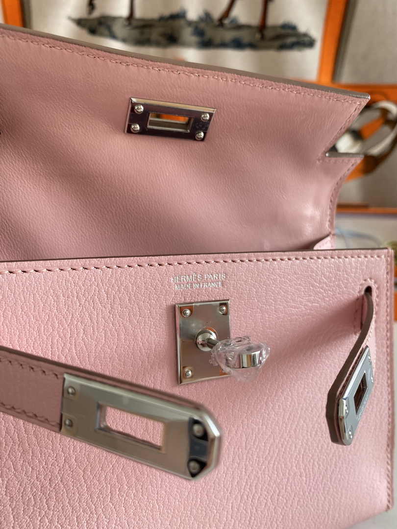 Hermès Kelly II Sellier Mini 2024 Goatskins Pink Leather Silver