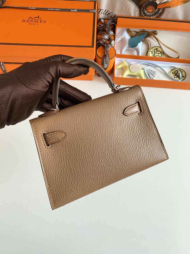 Hermès Kelly II Sellier Mini 2024 Light Brown Goatskins Leather Silver