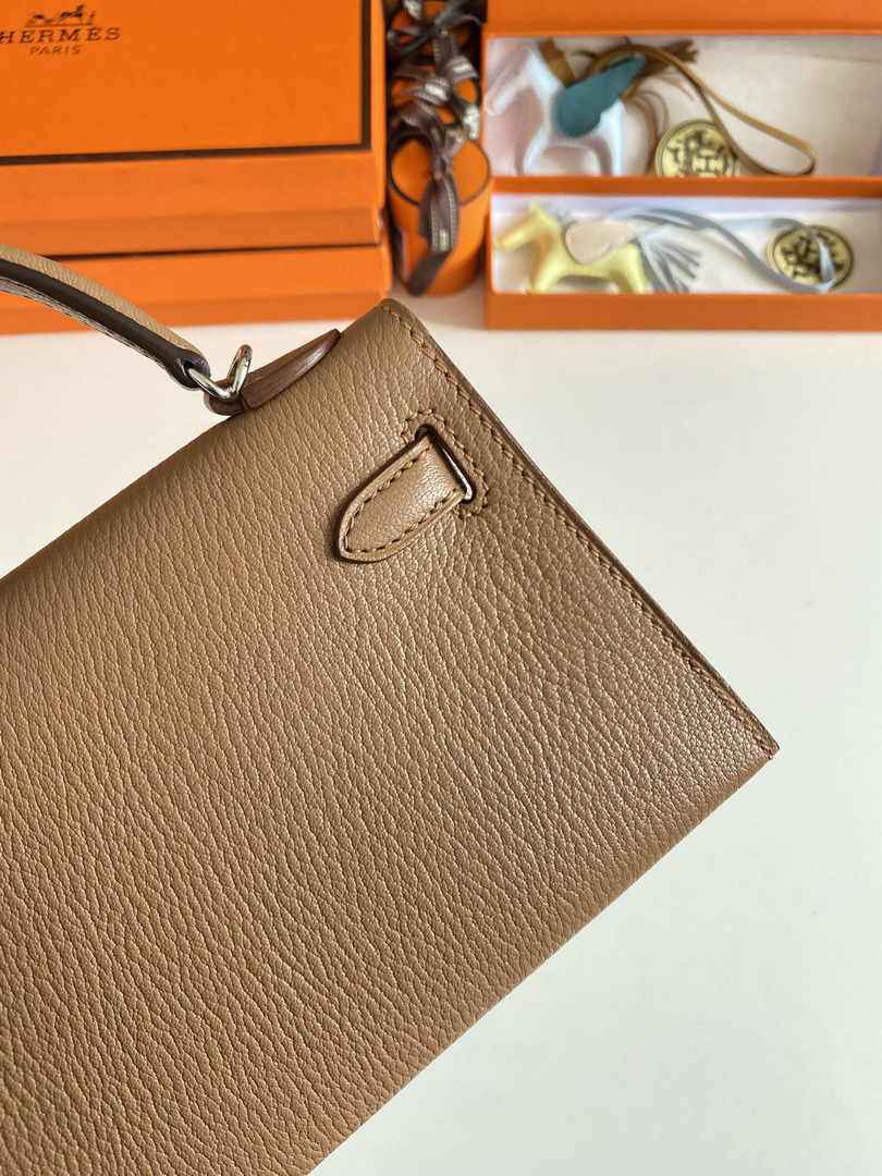 Hermès Kelly II Sellier Mini 2024 Light Brown Goatskins Leather Silver