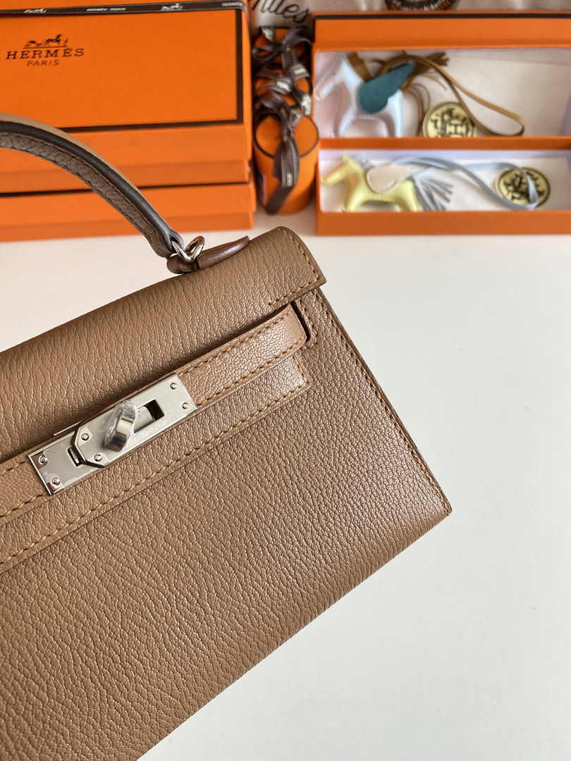 Hermès Kelly II Sellier Mini 2024 Light Brown Goatskins Leather Silver