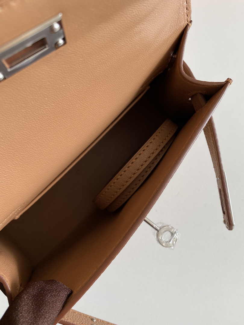 Hermès Kelly II Sellier Mini 2024 Light Brown Goatskins Leather Silver