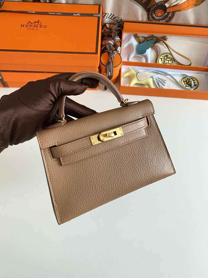 Hermès Kelly II Sellier Mini 2024 Light Brown Goatskins Leather Gold