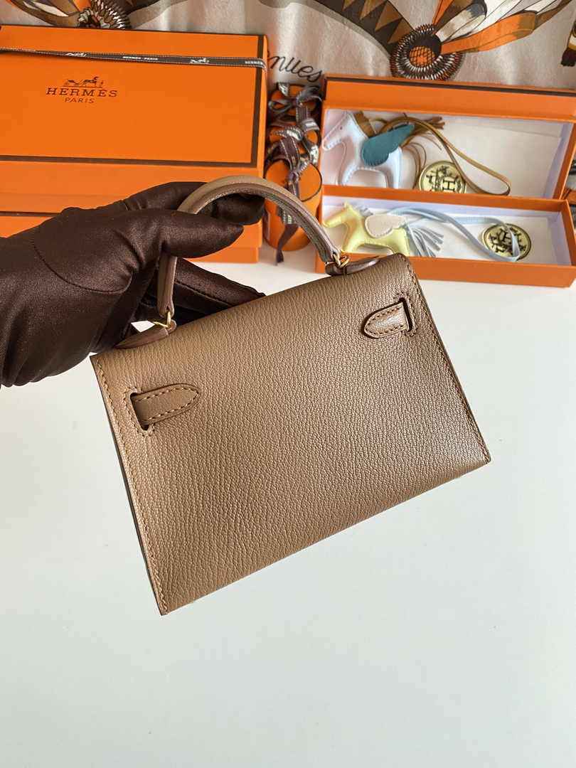 Hermès Kelly II Sellier Mini 2024 Light Brown Goatskins Leather Gold