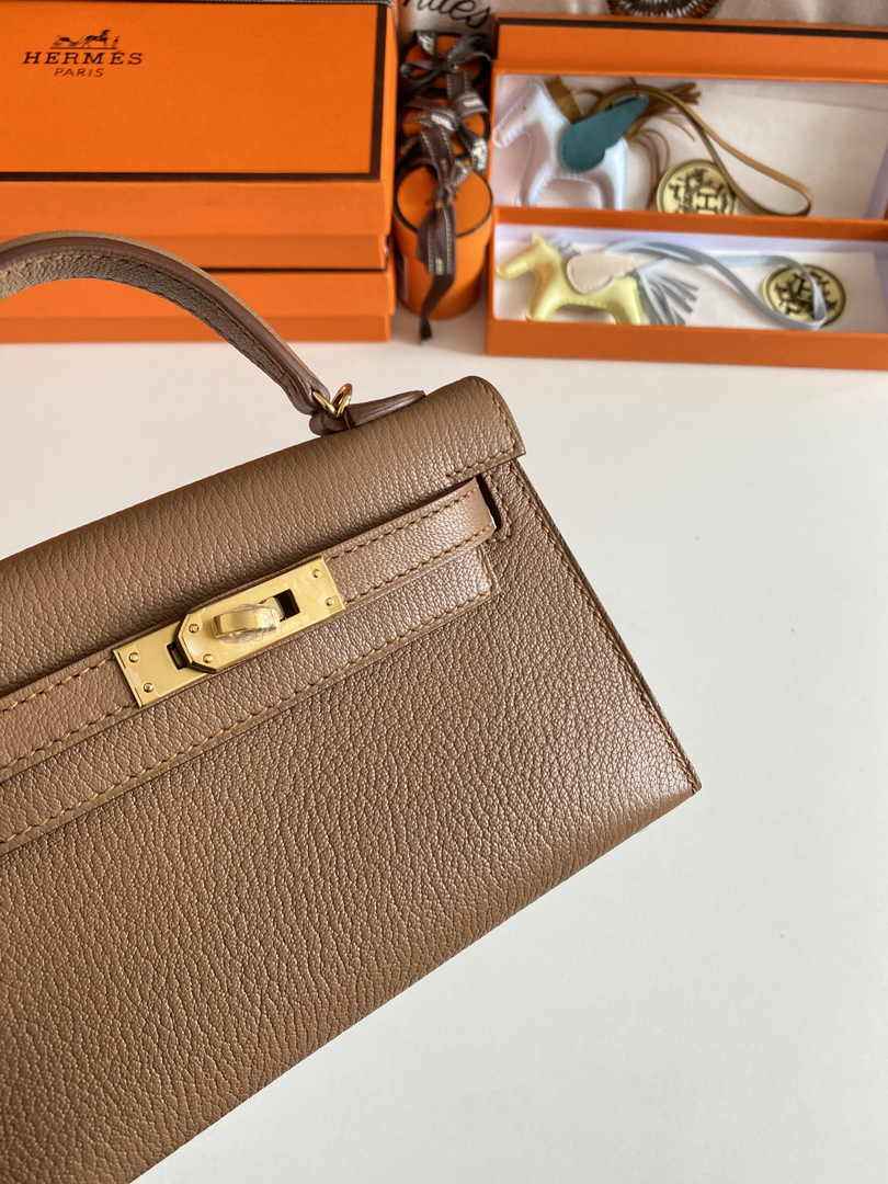 Hermès Kelly II Sellier Mini 2024 Light Brown Goatskins Leather Gold