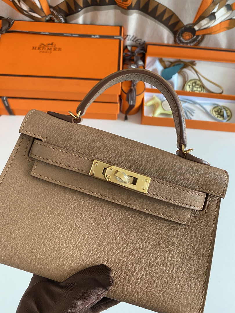 Hermès Kelly II Sellier Mini 2024 Light Brown Goatskins Leather Gold
